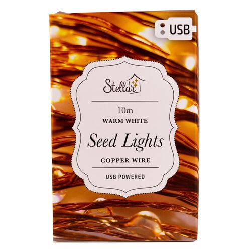 Stellar Haus 100 LED Light String 10m USB Copper Warm White